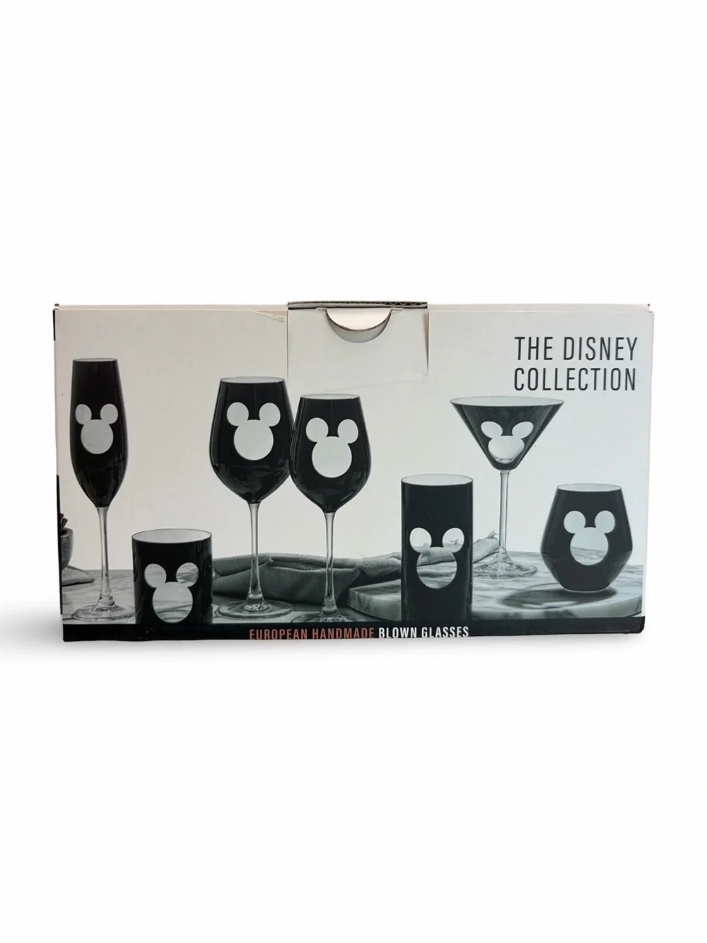JoyJolt Disney Luxury Mickey Mouse Stemless Wine Glasses Set of 2 Black NEW